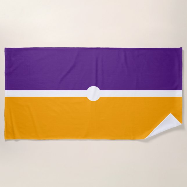 Serviette De Plage Bloc de couleur jaune doré royal moderne violet (Devant)