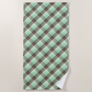 Serviette De Plage Bloc de couleur menthe chocolat plaid rayures