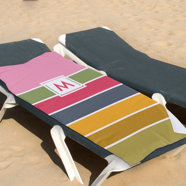Serviette De Plage Bloc de couleur monogramme Gras trié (Créateur téléchargé)