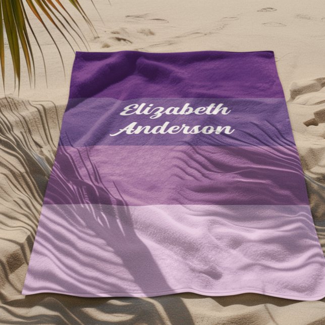 Serviette De Plage Blocage couleur violet bande horizontale (Créateur téléchargé)