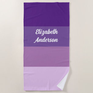 Serviette De Plage Blocage couleur violet bande horizontale
