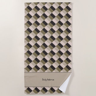 Serviette De Plage Blocs de couleur nuances foncées et beige