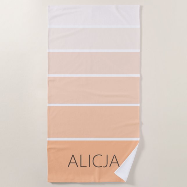 Serviette De Plage Blocs de couleurs - Pêcher Fuzz | Nom élégant (Devant)