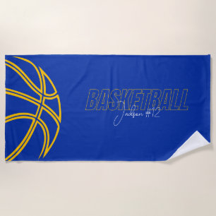Serviette De Plage Blue Basketball Player Nom Numéro Coach Sports