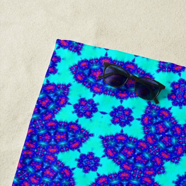 Serviette De Plage Blue kaleidoscope flourished (En situation)