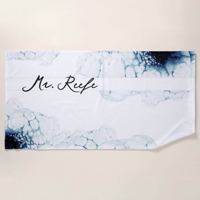 Serviette De Plage Blue Nautical Destination Mariage Mr. (Devant)