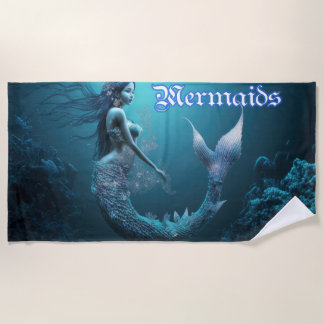 Serviette De Plage Blue Swimming Mermaid