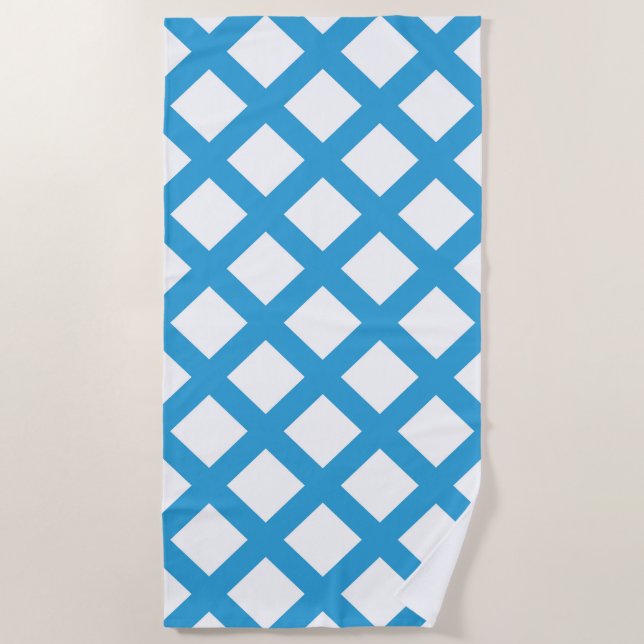 Serviette De Plage Blue White Checker Diamond Pattern (Devant)