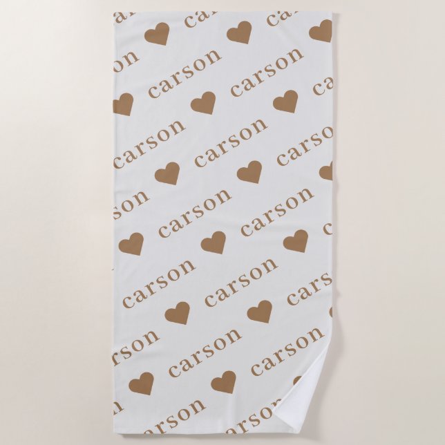 Serviette De Plage Blush Pink Simple Personnalisé Nom de répétition s (Devant)