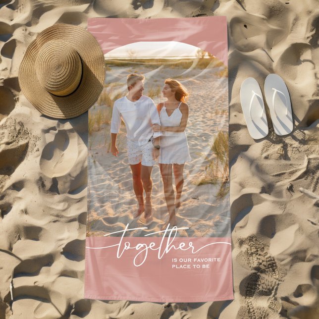Serviette De Plage Blush Pink Together Typography Couple Valentine (Créateur téléchargé)