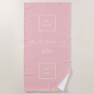 Serviette De Plage Blush rose blanc logo entreprise