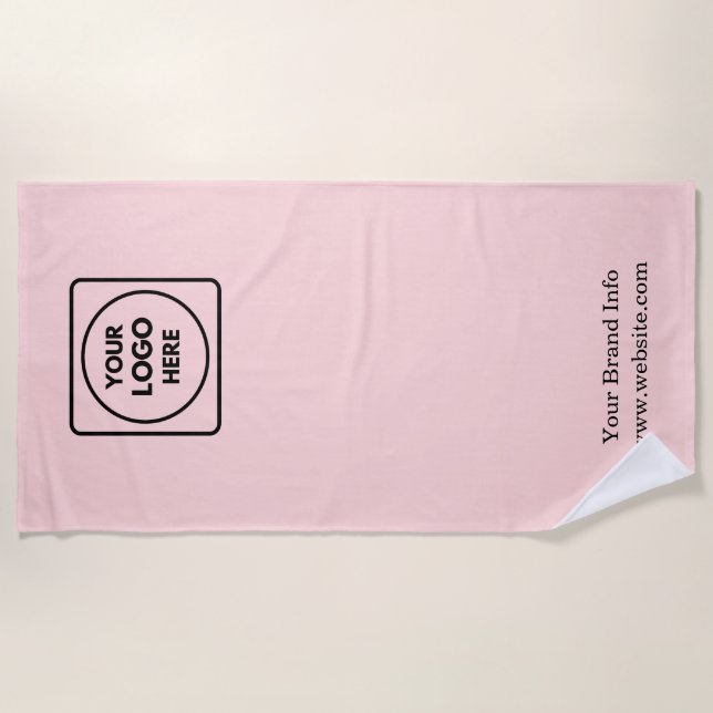 Serviette De Plage Blush Rose Moderne | Logo Professionnel Personnali (Devant)