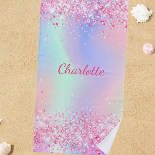 Serviette De Plage Blush rose violet parties scintillant fille nom ho