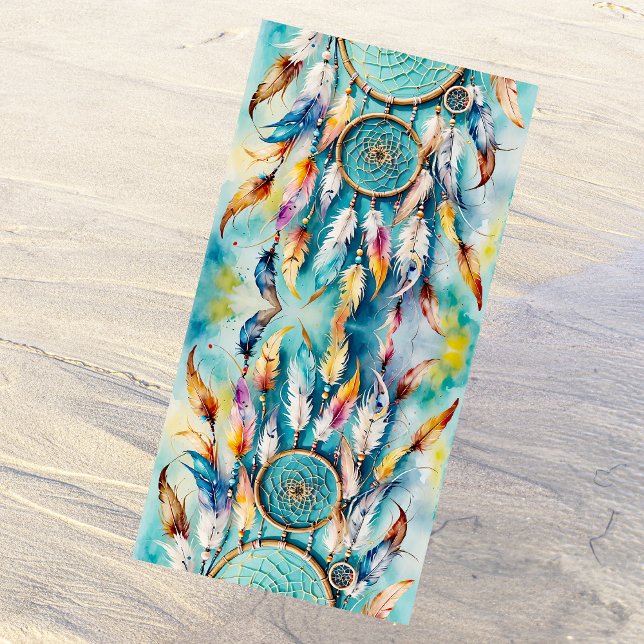 Serviette De Plage Boho American Indian Dream Catcher, aquarelle (Créateur téléchargé)