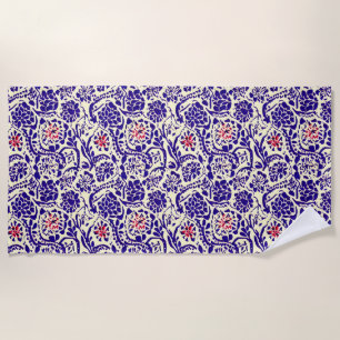 Serviette De Plage Boho Blue Floral Abstrait