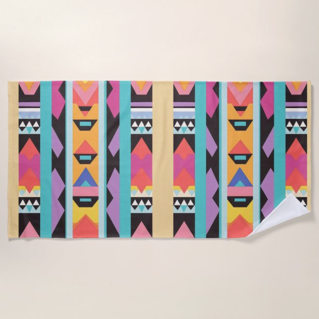 Serviette De Plage Boho dynamique mélange Motif géométrique (Devant)