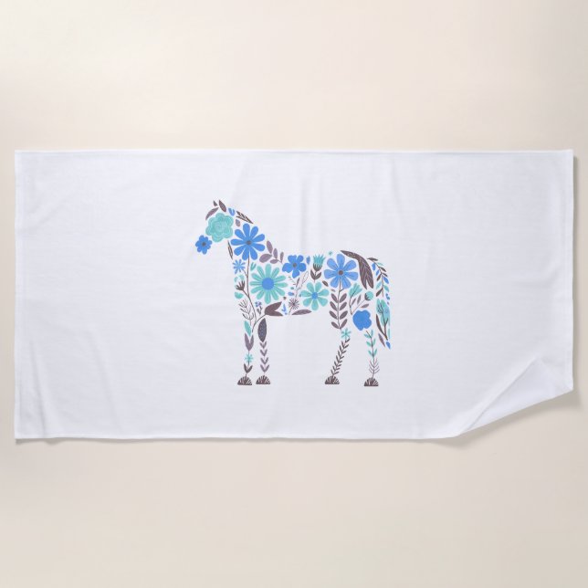 Serviette De Plage Boho Floral Horse (Devant)