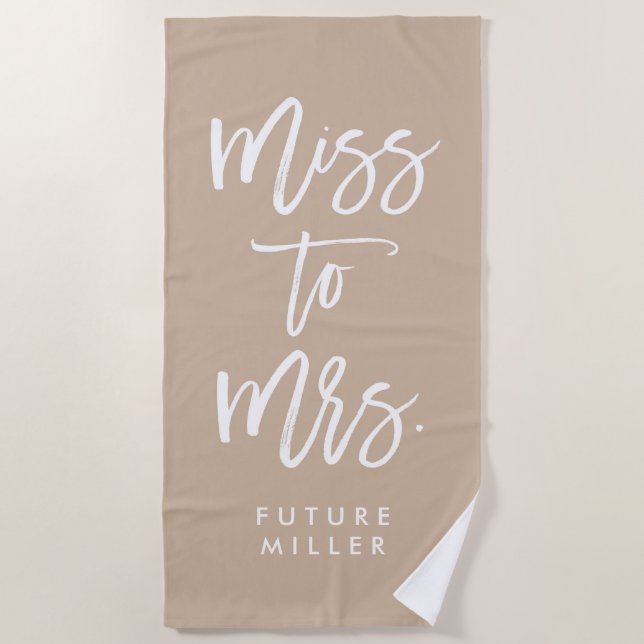 Serviette De Plage Boho Mademoiselle Devenue Mrs Bride To Be Future M (Devant)