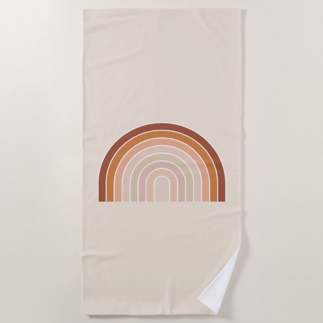 Serviette De Plage Boho Rainbow Beige Terracotta (Devant)