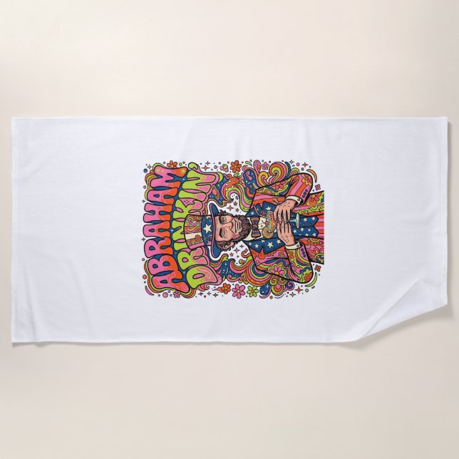 Serviette De Plage Boire Abraham Patriotique Rétro (Devant)
