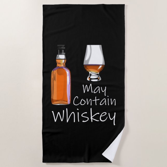 Serviette De Plage Boire amusant peut contenir du whisky (Devant)