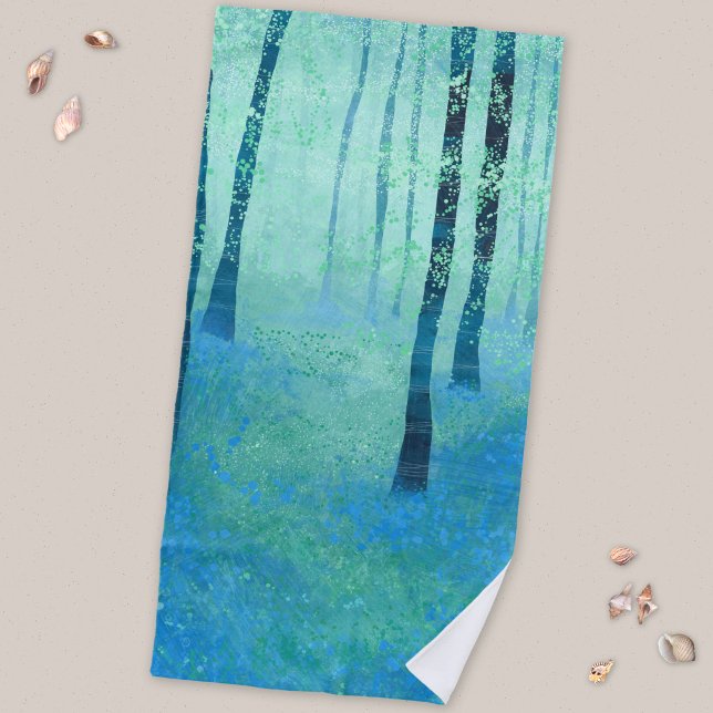 Serviette De Plage Bois de Jacinthe des bois (Bluebell woodland landscape art beach towel)