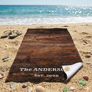 Serviette De Plage Bois personnalisé rayé rustique
