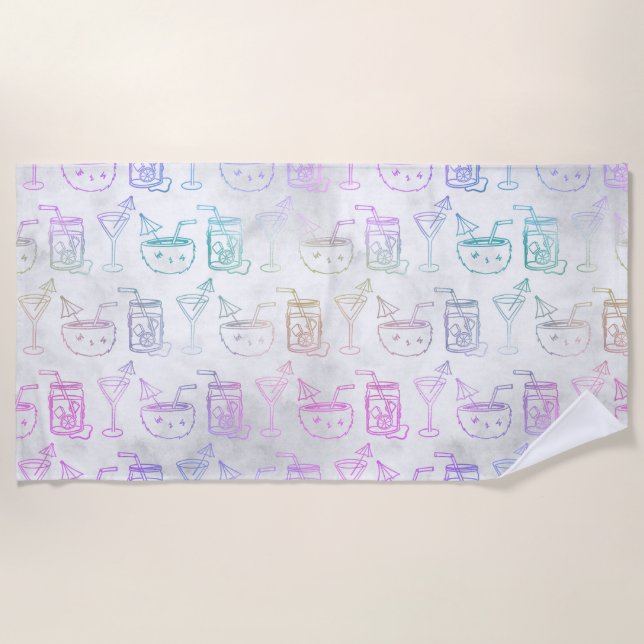 Serviette De Plage Boissons Arc-en-ciel Tropicales (Devant)
