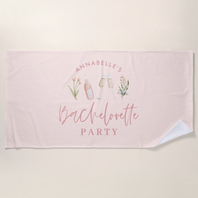 Serviette De Plage Boissons modernes girly rose fête d'enterrement de (Devant)
