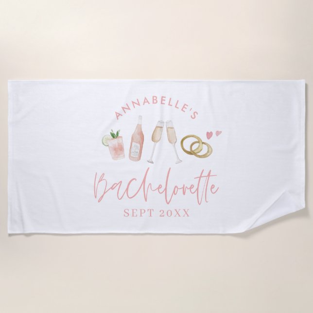 Serviette De Plage Boissons modernes rose pour filles de enterrement  (Devant)