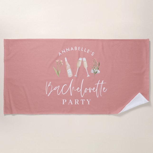Serviette De Plage Boissons roses giri moderne soirée bachelorette (Devant)