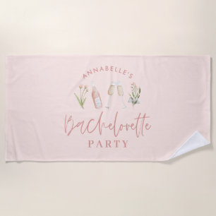 Serviette De Plage Boissons roses modernes plage de bachelorette 