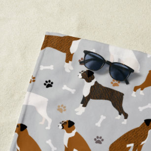 Serviette De Plage Bones et pattes de chien de boxe
