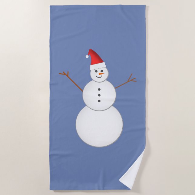 Serviette De Plage Bonhomme de neige de sourire utilisant un (Devant)