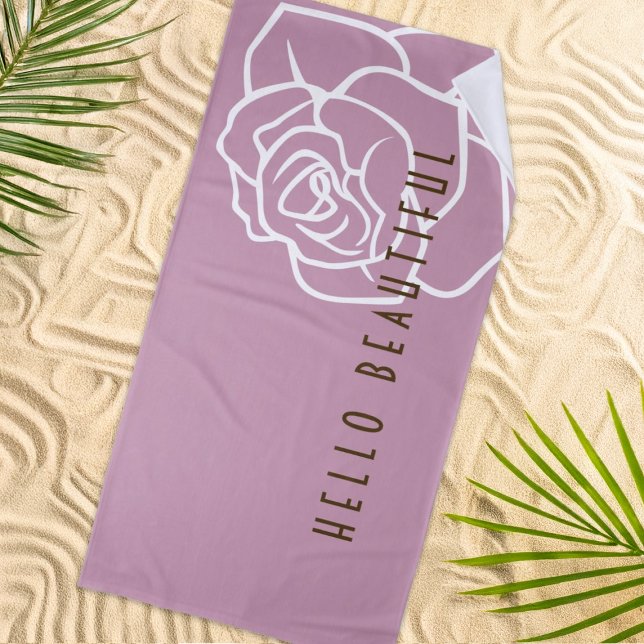 Serviette De Plage Bonjour Belle - Rose Rose Moderne Chic (Créateur téléchargé)