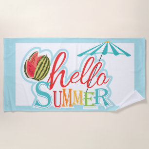 Serviette De Plage Bonjour Citation Été Plage Parapluie Watermelon bl