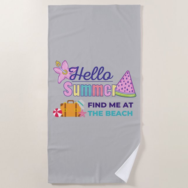 Serviette De Plage Bonjour Été Trouvez-Moi À La Plage (Devant)