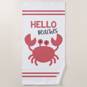 Serviette De Plage Bonjour Plages - Drôle Citation Cute Crab Cartogra
