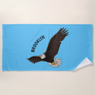 Serviette De Plage Bonne illustration de dessin d'aigle à chauve-sour