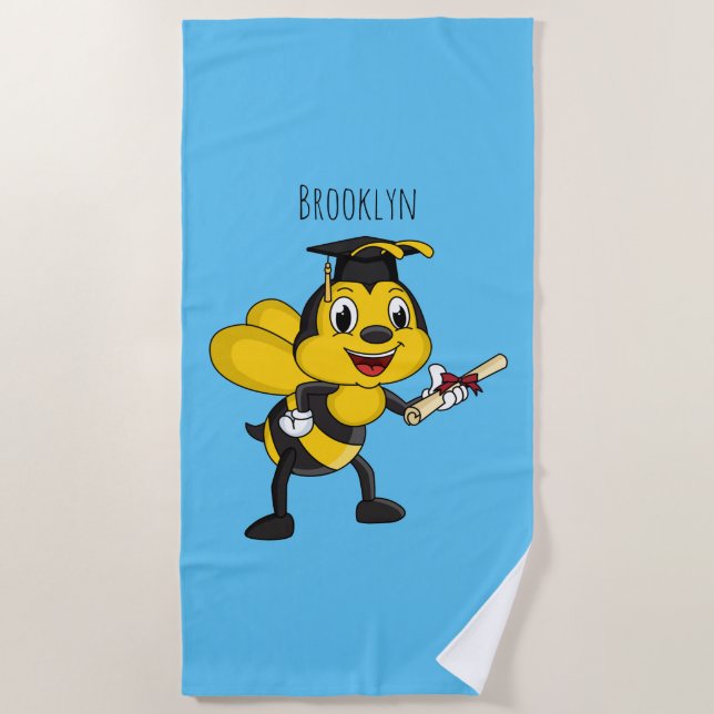 Serviette De Plage Bonne remise des diplômes des abeilles (Devant)