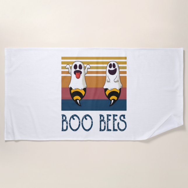 Serviette De Plage Boo Bees Couple Ghost Chemise Halloween (Devant)
