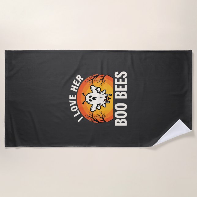 Serviette De Plage Boo Bees Halloween Ghost Bee Drôle Design_1 (Devant)
