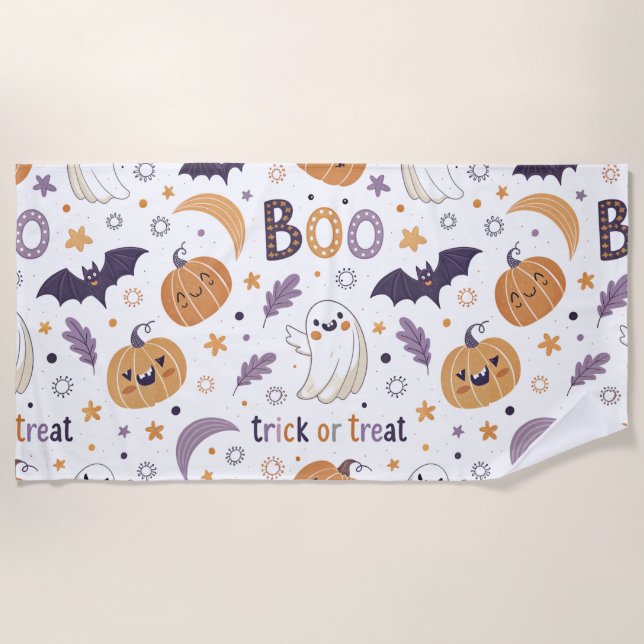 Serviette de plage Boo Halloween – Gentil fantôme  (Devant)