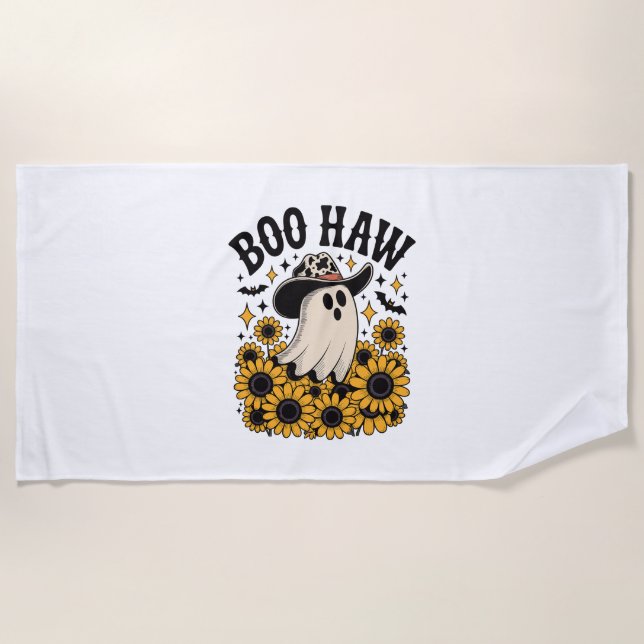 Serviette De Plage Boo Haw Cow Ghost Halloween Occidentale (Devant)