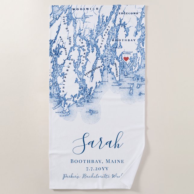 Serviette De Plage Boothbay Maine Week-end de Bachelorette Personnali (Devant)