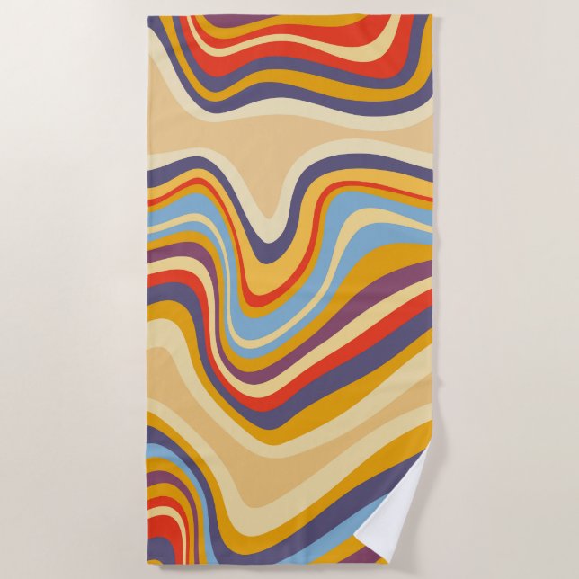 Serviette De Plage bord de mer rétro (Devant)