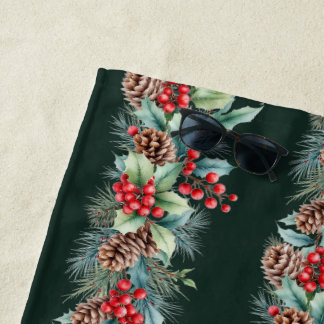 Serviette De Plage Bordure aquarelle rustique