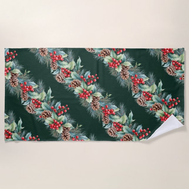 Serviette De Plage Bordure aquarelle rustique (Devant)