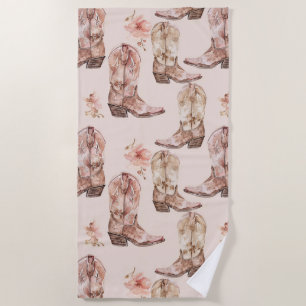 Serviette De Plage Botte rose Brown Botte sud-ouest Floral