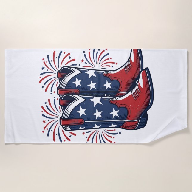 Serviette De Plage Bottes de cowboy patriotiques conception de chemis (Devant)
